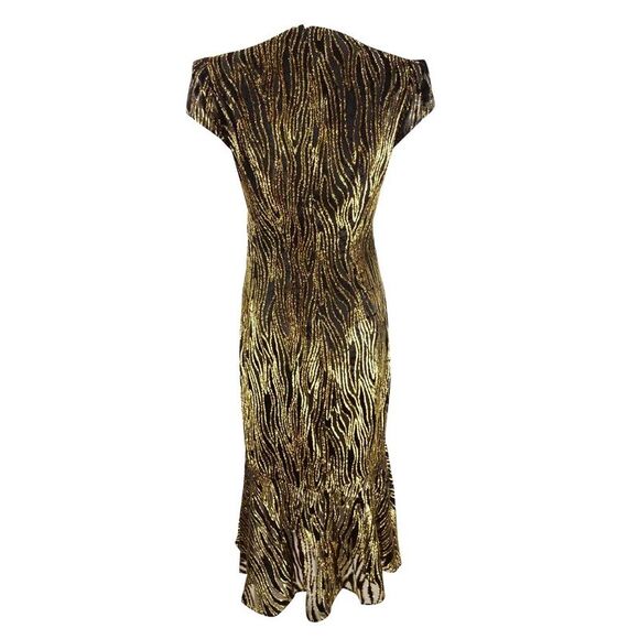 Rachel Zoe Women's Goldie Lurex Velvet Burnout Midi Dress - Black/Gold - Picture 2 of 2